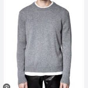 Lanpulux wool small Classic Gray Crewneck Sweater for women